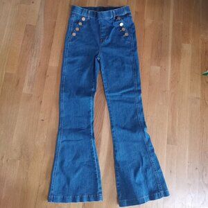 Bell-Bottom Double-Breasted Button Stretch Jeans by ANNA & AVA
